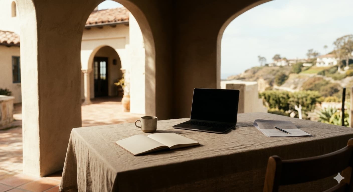 Notario público office, paperwork on desk