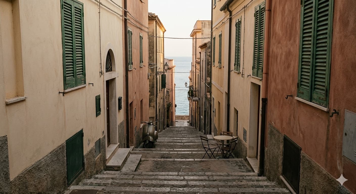 Italian hillside village street